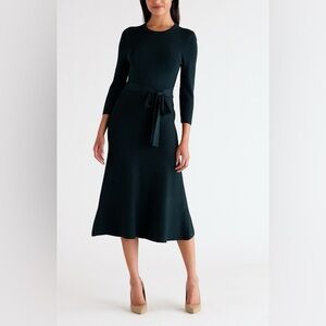 Eliza J Dark Green Fit & Flare Sweater Dress